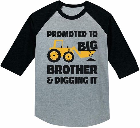 Promoted to Big Brother & Digging It Shirt Construction Bulldozer Sibling Toddler Kids Raglan T-Shirt in Saudi Arabia