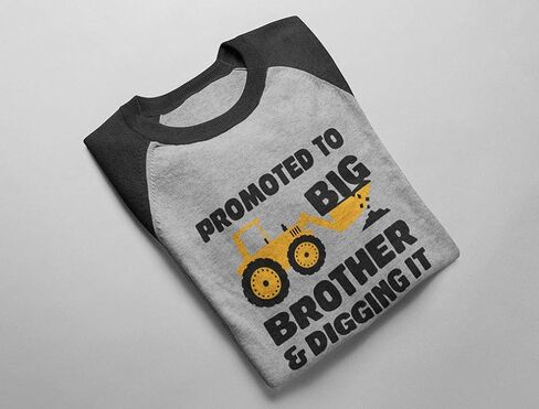 Promoted to Big Brother & Digging It Shirt Construction Bulldozer Sibling Toddler Kids Raglan T-Shirt in Saudi Arabia