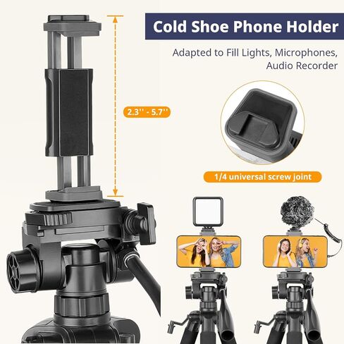 Eicaus 67 Inch Heavy Duty Tripod Stand for Cameras, Cell Phones, Projectors, Webcams, Spotting Scopes - Complete Unit for Canon, Nikon, Sony - Perfect for Phone & Camera Photography in Saudi Arabia