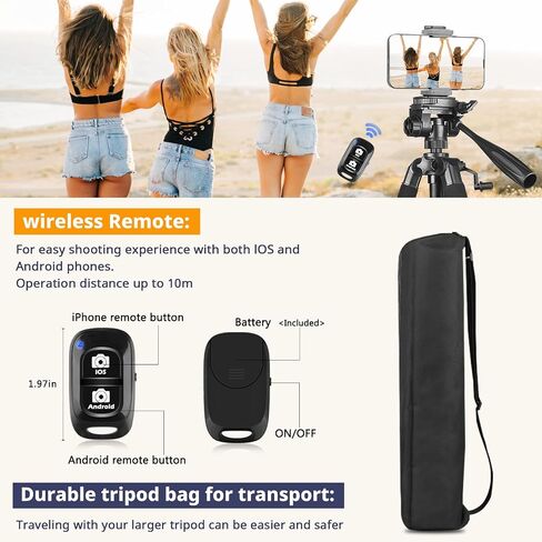 Eicaus 67 Inch Heavy Duty Tripod Stand for Cameras, Cell Phones, Projectors, Webcams, Spotting Scopes - Complete Unit for Canon, Nikon, Sony - Perfect for Phone & Camera Photography in Saudi Arabia