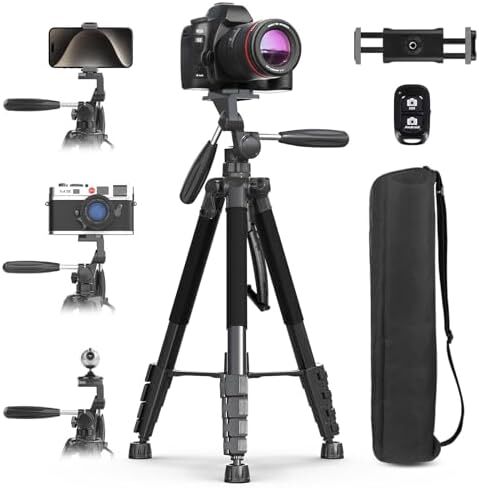 Eicaus 67 Inch Heavy Duty Tripod Stand for Cameras, Cell Phones, Projectors, Webcams, Spotting Scopes - Complete Unit for Canon, Nikon, Sony - Perfect for Phone & Camera Photography in Saudi Arabia
