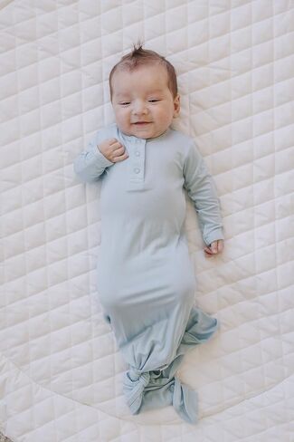 Knotted Gown Baby Newborn, Viscose derived from Bamboo, Infant Sleeper with Mittens, Baby Girl, Baby Boy, in Saudi Arabia