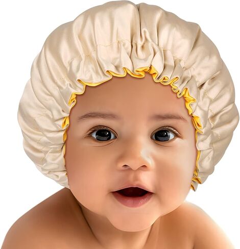 Baby Bonnet for 6-36 Months Sleeping: Reversible Smooth Satin for No Mess Toddler's Curly Hair, Adjustable Band No Slip in Saudi Arabia