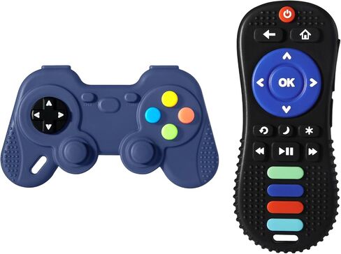 HARPPA 2 Pack Baby Teething Toys, Baby Remote Control Toy and Gamepad teether for Babies 0-6 6-12 Months, Teether Toys for Newborns Sucking Needs, BPA Free (Blue and Black) in Saudi Arabia