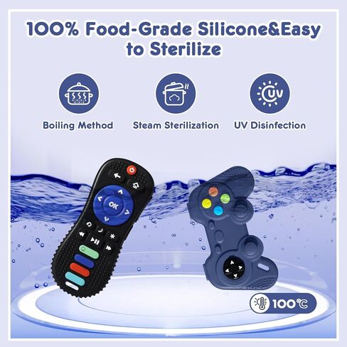 HARPPA 2 Pack Baby Teething Toys, Baby Remote Control Toy and Gamepad teether for Babies 0-6 6-12 Months, Teether Toys for Newborns Sucking Needs, BPA Free (Blue and Black) in Saudi Arabia