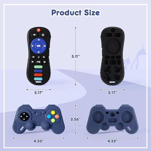 HARPPA 2 Pack Baby Teething Toys, Baby Remote Control Toy and Gamepad teether for Babies 0-6 6-12 Months, Teether Toys for Newborns Sucking Needs, BPA Free (Blue and Black) in Saudi Arabia
