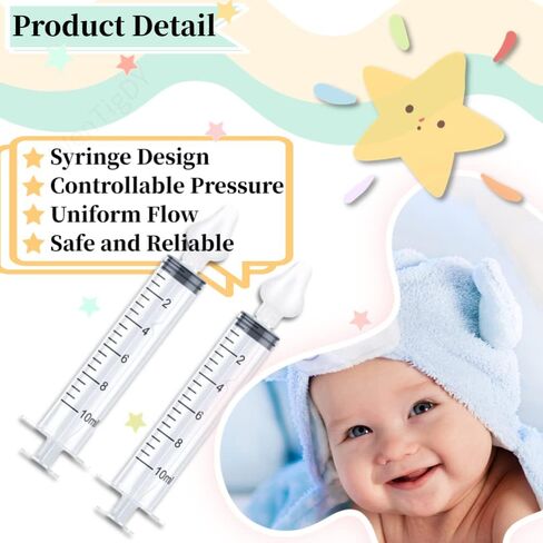Nasal Irrigator for Baby,Syringe Nasal Irrigator,10ml Nasal Irrigator Portable Infant Nose Cleaner Nose Aspirator for Baby Fast All Natural Relief-Nasal Irrigation/Nasal Spray/Nasal Hygiene (2 PCS) in Kuwait