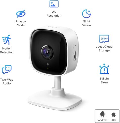 Tapo 2K Indoor Security Camera, Baby Monitor, Dog Camera, C111, Black in Saudi Arabia