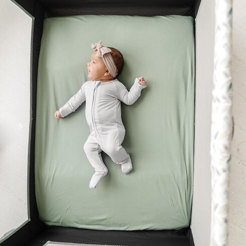 Natemia Fitted Pack and Play Sheet - 100% Organic Cotton - for Standard Size Playard, Pack n Play, and Mini Crib Mattress - Ultra Soft, Thick & Stretchy Jersey Knit Cotton in Saudi Arabia