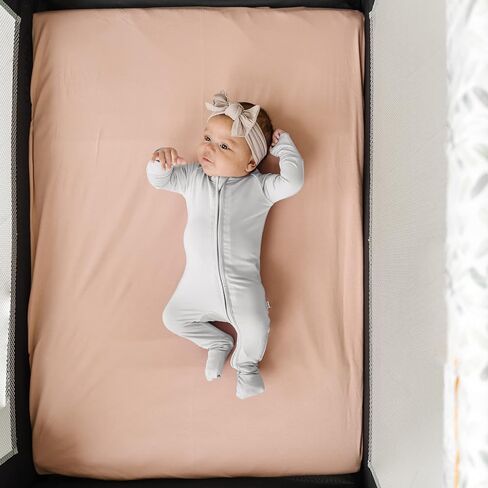 Natemia Fitted Pack and Play Sheet - 100% Organic Cotton - for Standard Size Playard, Pack n Play, and Mini Crib Mattress - Ultra Soft, Thick & Stretchy Jersey Knit Cotton in Saudi Arabia