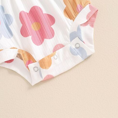 Baby Girl Summer Clothes Ribbed Short Sleeve Romper Solid Color Bodysuits Bow Headband Outfit Newborn Girl Jumpsuit in Saudi Arabia