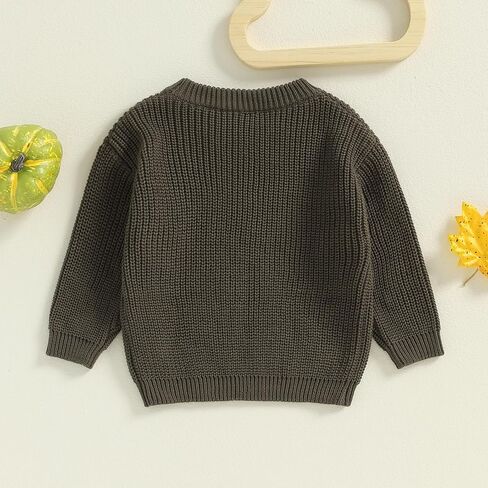 Toddler Baby Boy Girl Thanksgiving Outfit Long Sleeve Turkey Knit Sweater Oversized Sweatshirt Pullover Warm Kids Top in Saudi Arabia