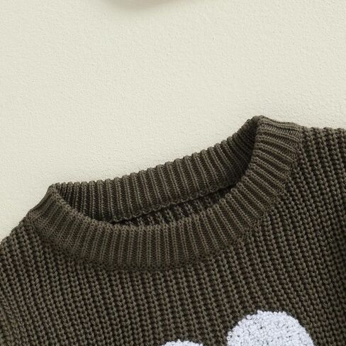 Toddler Baby Boy Girl Thanksgiving Outfit Long Sleeve Turkey Knit Sweater Oversized Sweatshirt Pullover Warm Kids Top in Saudi Arabia