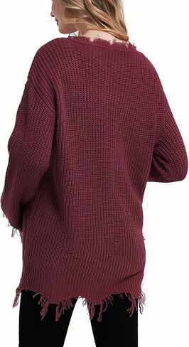 Bhome Maternity Sweater Ripped Loose V Neck One Shoulder Off Knit Maternity Pullover Long Sleeve Pregnant Sweater Top in Saudi Arabia