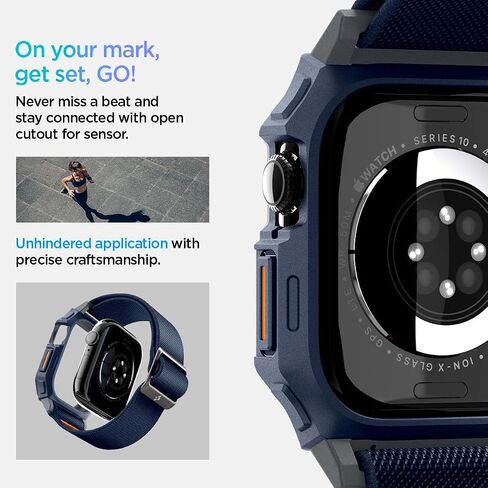 Spigen Lite Fit Pro Designed for Apple Watch Series 10 46mm Case with Band Durable TPU Case with Lightweight Fabric Band (2024) - Matte Black in Kuwait