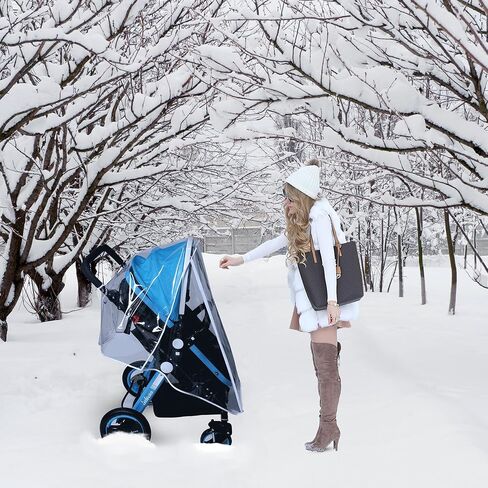 Baby Stroller Rain Cover Umbrella Weather Shield Accessories Universal Size Protect from Rain Wind Snow Dust Water Proof Ventilate Clear Food Grade Materia EVA Plastic Zipper Black (Large) in Saudi Arabia