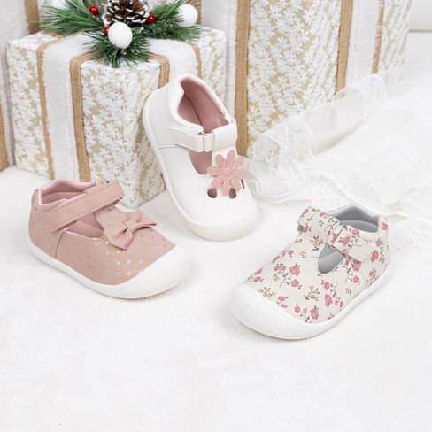 Meckior Baby Toddler Girls Walking Shoes T-Strap Dress Summer Shoes for Girls Mary Jane Non-Slip Anti-Collision Toe Lightweight First Walker Shoes Wedding Dress Shoes in Saudi Arabia