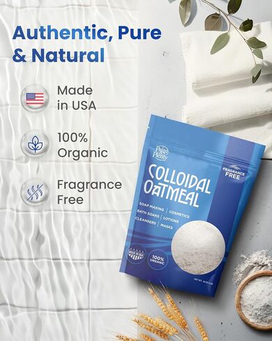 100% Organic Colloidal Oatmeal - Unscented, DIY Bath Products, Skincare, Cosmetics, Natural Oatmeal Bath for Itching, Soothing Agent for Itchy, Irritated Skin - 2 Pack (32oz) in Saudi Arabia