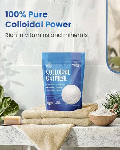 100% Organic Colloidal Oatmeal - Unscented, DIY Bath Products, Skincare, Cosmetics, Natural Oatmeal Bath for Itching, Soothing Agent for Itchy, Irritated Skin - 2 Pack (32oz) in Saudi Arabia