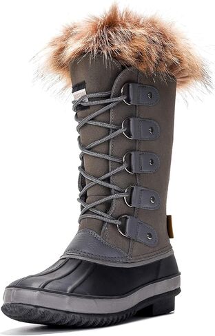 Project Cloud Womens Snow Boots 100% Genuine Leather Memory Foam (Ventura) | 100% Genuine Leather; Memory Foam Insole; Fur Mid-Calf Design; Lightweight; Non-Slip Outdoor Winter Shoes for Women in Saudi Arabia
