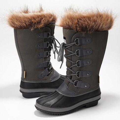 Project Cloud Womens Snow Boots 100% Genuine Leather Memory Foam (Ventura) | 100% Genuine Leather; Memory Foam Insole; Fur Mid-Calf Design; Lightweight; Non-Slip Outdoor Winter Shoes for Women in Saudi Arabia