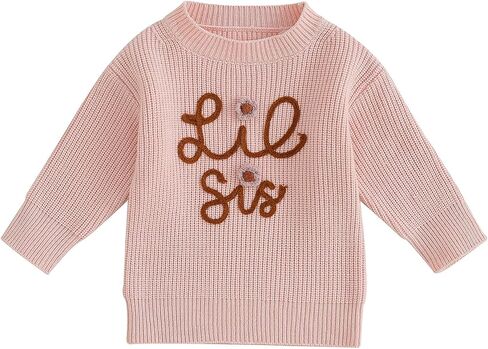 Toddler Baby Girl Knit Sweater Christmas Letter Embroidery Long Sleeve Sweatshirt Pullover Tops Fall Winter Clothes in Saudi Arabia