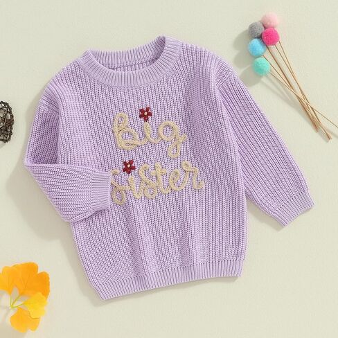 Toddler Baby Girl Knit Sweater Christmas Letter Embroidery Long Sleeve Sweatshirt Pullover Tops Fall Winter Clothes in Saudi Arabia