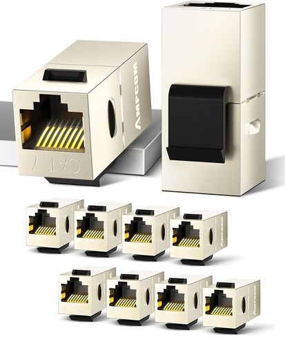 AMPCOM CAT7 Keystone Coupler, 2-Pack Pass Through RJ45 Keystone Jack, Shielded Female to Female Ethernet Feedthrough Inline Coupler in Kuwait