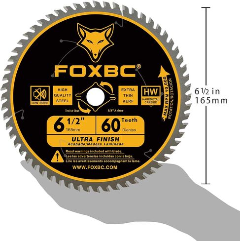 FOXBC 6-1/2 inch Circular Saw Blade Ultra Fine Finish 60-Tooth for Wood Cutting, Thin-Kerf with 5/8" Arbor in Saudi Arabia