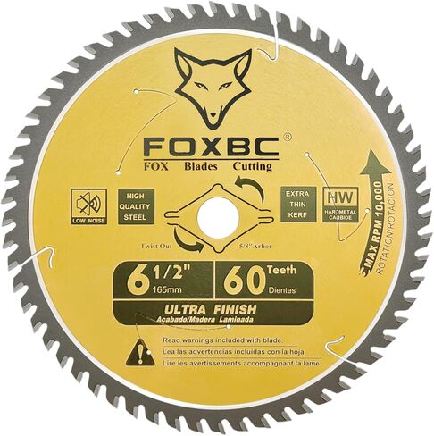 FOXBC 6-1/2 inch Circular Saw Blade Ultra Fine Finish 60-Tooth for Wood Cutting, Thin-Kerf with 5/8" Arbor in Saudi Arabia