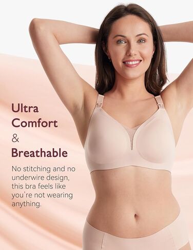 Momcozy Nursing Bras for Breastfeeding, FB051 Mesh Support Maternity Bra Pregnancy Padded Wireless Breathable Bralette in Saudi Arabia