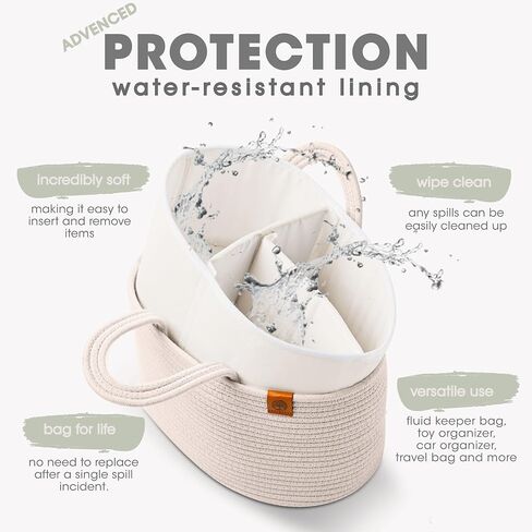J&JOO 2-in-1 Baby Diaper Caddy Organizer, Water-Resistant Lining Protection, Easy Care, Basket for Changing Table or Dresser, Multi-Use, Newborn Baby Essentials in Saudi Arabia