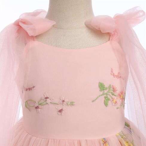 Baby Flower Girl Dress Sleeveless Spaghetti Straps Floral Embroidered Princess Dress Toddler Birthday Party Fairy Tulle Dress in Saudi Arabia