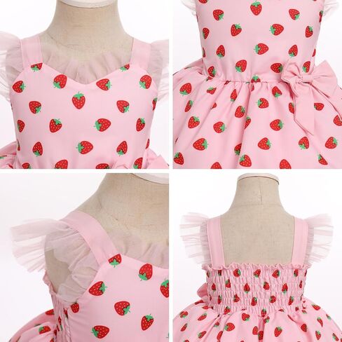 IMEKIS Toddler Girls Birthday Dress Cow Strawberry Floral Tulle Princess Party Dresses Summer Cake Smash Photo Shoot in Saudi Arabia