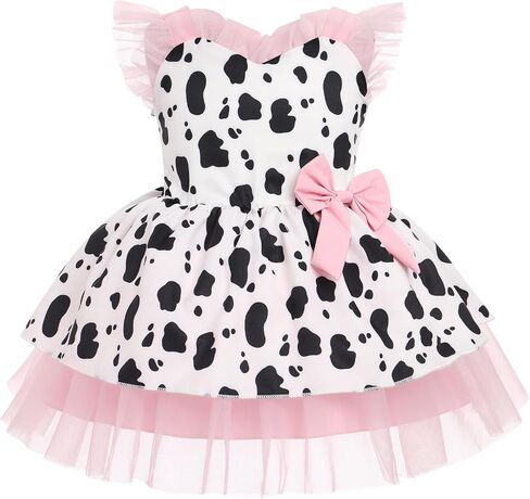 IMEKIS Toddler Girls Birthday Dress Cow Strawberry Floral Tulle Princess Party Dresses Summer Cake Smash Photo Shoot in Saudi Arabia