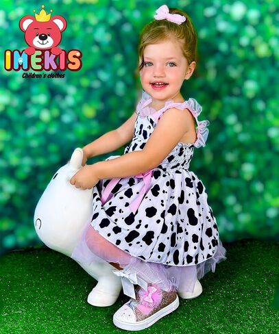 IMEKIS Toddler Girls Birthday Dress Cow Strawberry Floral Tulle Princess Party Dresses Summer Cake Smash Photo Shoot in Saudi Arabia