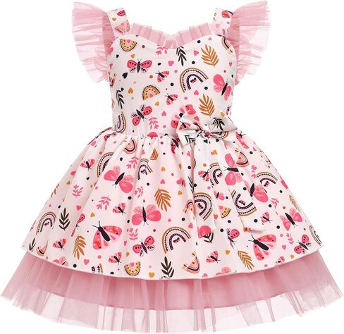 IMEKIS Toddler Girls Birthday Dress Cow Strawberry Floral Tulle Princess Party Dresses Summer Cake Smash Photo Shoot in Saudi Arabia