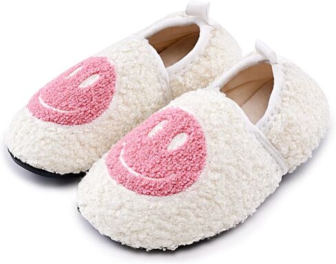 COVS Smile Face Slippers Kids Toddler Slippers for Boys Girls Slippers Toddler House Shoes Non-Slip TPR Soft Sole Kids Slippers Home Socks Shoes in Kuwait