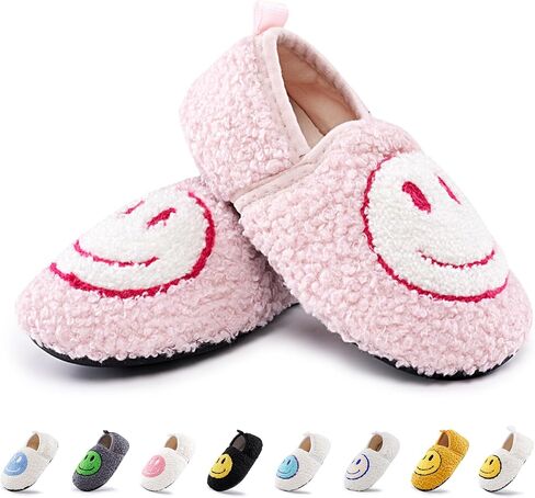 COVS Smile Face Slippers Kids Toddler Slippers for Boys Girls Slippers Toddler House Shoes Non-Slip TPR Soft Sole Kids Slippers Home Socks Shoes in Kuwait