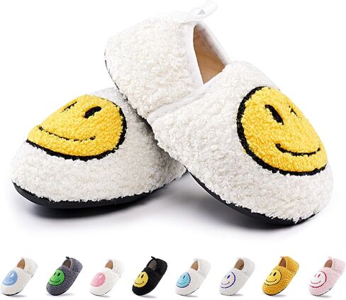 COVS Smile Face Slippers Kids Toddler Slippers for Boys Girls Slippers Toddler House Shoes Non-Slip TPR Soft Sole Kids Slippers Home Socks Shoes in Kuwait