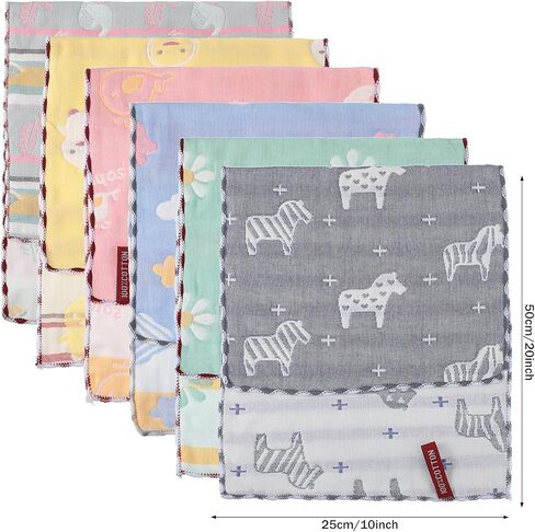 6 قطع من أقمشة تجشؤ الأطفال من الموسلين من Newwiee، مناشف تجشؤ سميكة للرضع، 6 طبقات ماصة، منشفة ناعمة للتسنين لحديثي الولادة، 20 × 10 بوصة (لون جديد، نمط بسيط)، SE-Newwiee-464907 in Kuwait