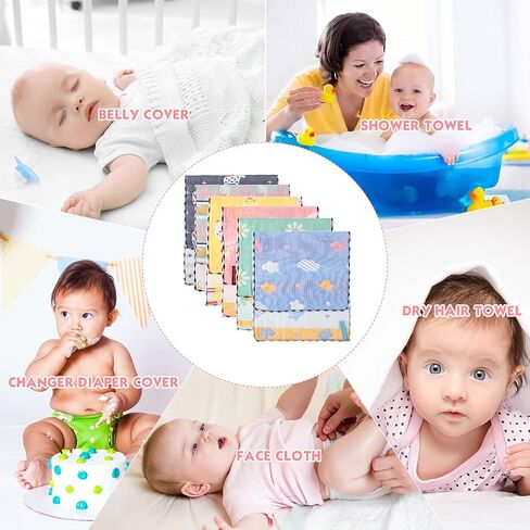 6 قطع من أقمشة تجشؤ الأطفال من الموسلين من Newwiee، مناشف تجشؤ سميكة للرضع، 6 طبقات ماصة، منشفة ناعمة للتسنين لحديثي الولادة، 20 × 10 بوصة (لون جديد، نمط بسيط)، SE-Newwiee-464907 in Kuwait