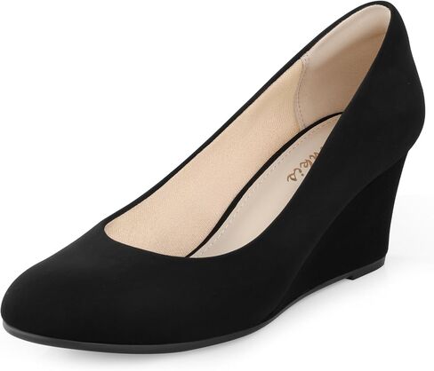 Ankis Closed Toe Wedges for Women, Black Nude Gold Silver Wedges Heels for Women Comfortable Medium Heel Wedges Work Pumps Shoes for Dressy Spring Fall - 2.5Inch in Saudi Arabia