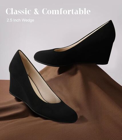 Ankis Closed Toe Wedges for Women, Black Nude Gold Silver Wedges Heels for Women Comfortable Medium Heel Wedges Work Pumps Shoes for Dressy Spring Fall - 2.5Inch in Saudi Arabia