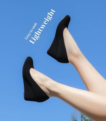 Ankis Closed Toe Wedges for Women, Black Nude Gold Silver Wedges Heels for Women Comfortable Medium Heel Wedges Work Pumps Shoes for Dressy Spring Fall - 2.5Inch in Saudi Arabia
