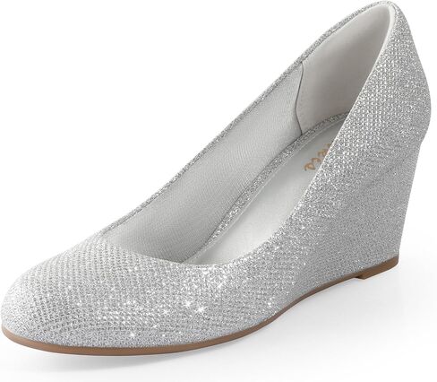 Ankis Closed Toe Wedges for Women, Black Nude Gold Silver Wedges Heels for Women Comfortable Medium Heel Wedges Work Pumps Shoes for Dressy Spring Fall - 2.5Inch in Saudi Arabia