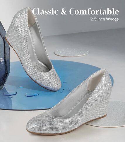 Ankis Closed Toe Wedges for Women, Black Nude Gold Silver Wedges Heels for Women Comfortable Medium Heel Wedges Work Pumps Shoes for Dressy Spring Fall - 2.5Inch in Saudi Arabia