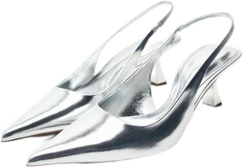 DREAMCIA Women's Pumps Slingback Heels Pointed Toe Sling Back Kitten Heels Women Metallic Slingback Pumps Bride Dresses Wedding Shoes in Kuwait