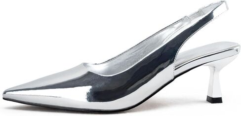 DREAMCIA Women's Pumps Slingback Heels Pointed Toe Sling Back Kitten Heels Women Metallic Slingback Pumps Bride Dresses Wedding Shoes in Kuwait