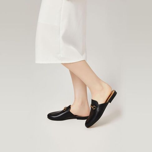 Vertundy Women's Mules Low Heel Flats Leather Slip On Backless Sandals for Girls Lady Work Slides in Saudi Arabia